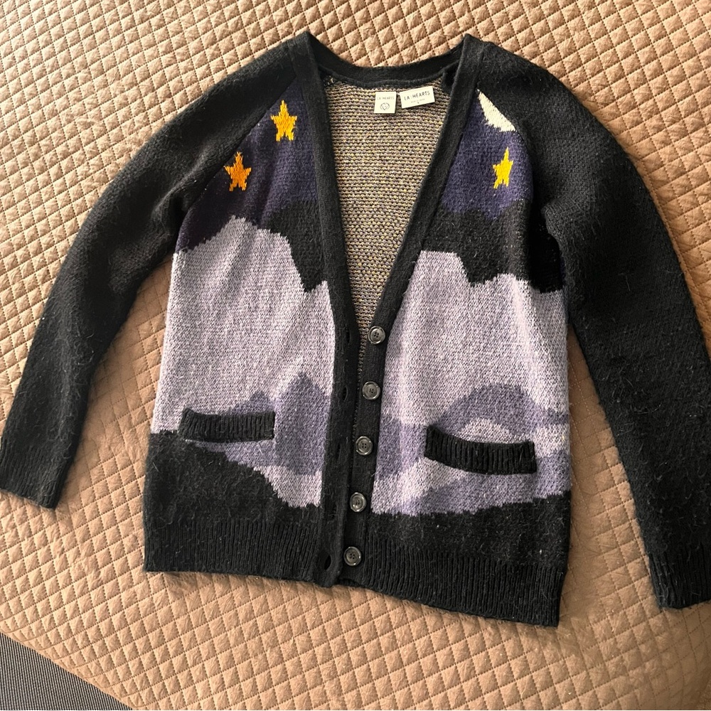 Small LA Hearts Button-up desert wolf, cacti, mountains, moon, & stars cardigan
